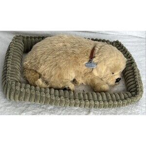 Perfect Petzzz Breathing Golden Retriever With Plush Bed Works! Elderly Gift